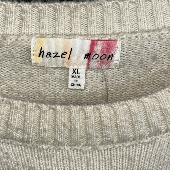 NWT Hazel Moon Women's Cream Sweater with Dog Design Sz XL - Picture 4 of 11
